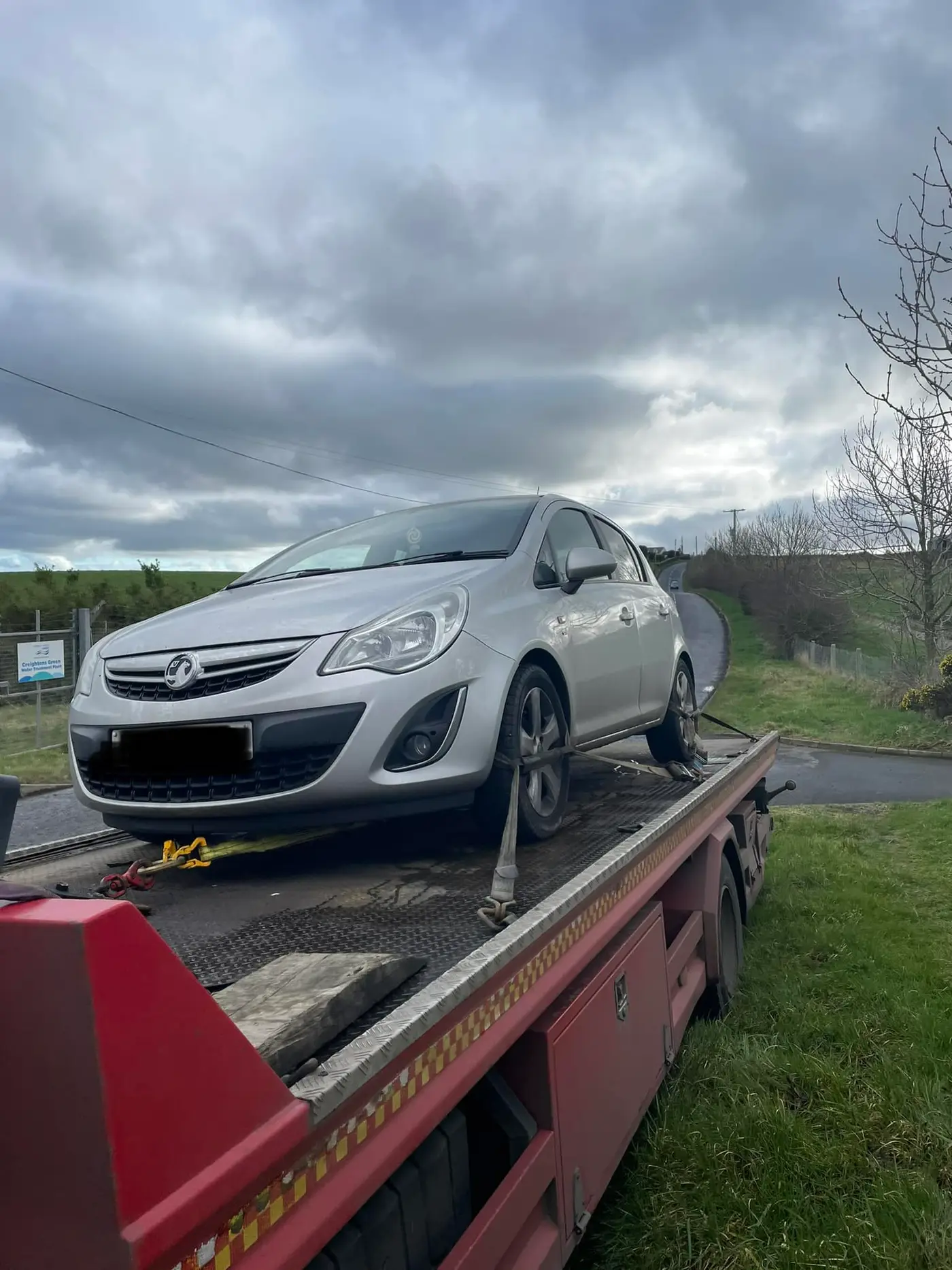 Vauxhall Corsa on recovery truck