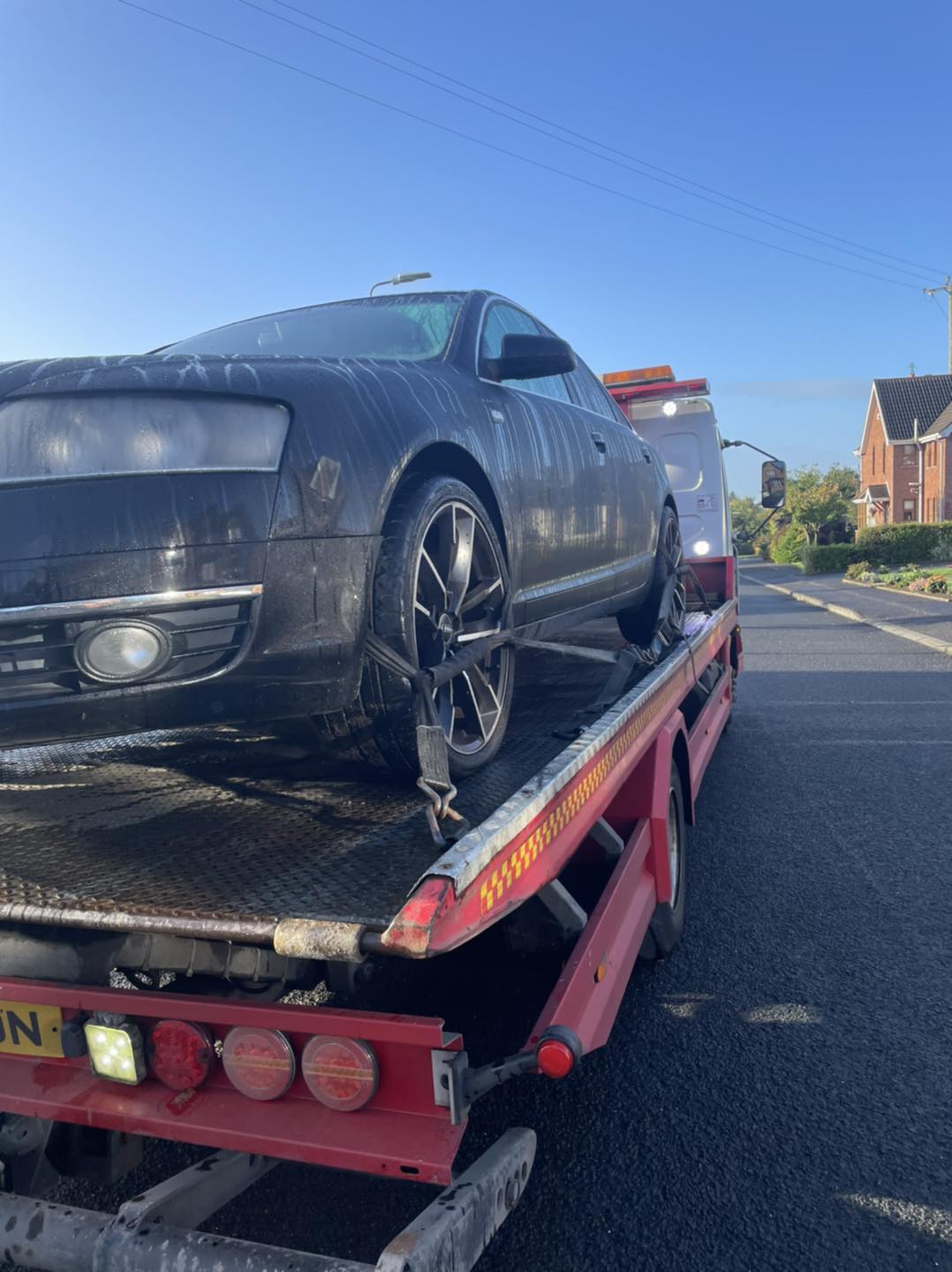 Audi a4 on recovery truck